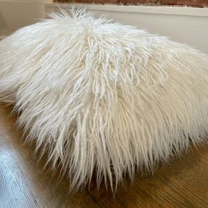 White Shag Throw Pillow